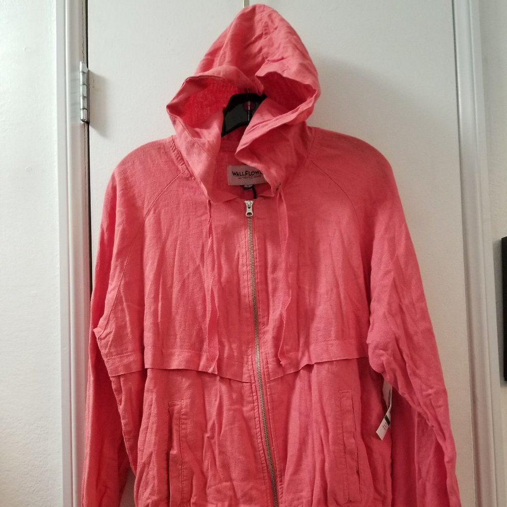 zip up front hooded light weight jacket